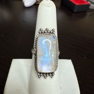 Sterling Silver and White Vintage Moonstone Ring